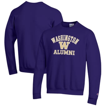 Men's Champion  Purple Washington Huskies Alumni Logo Arch Pullover Sweatshirt