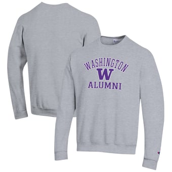 Men's Champion  Gray Washington Huskies Alumni Logo Arch Pullover Sweatshirt