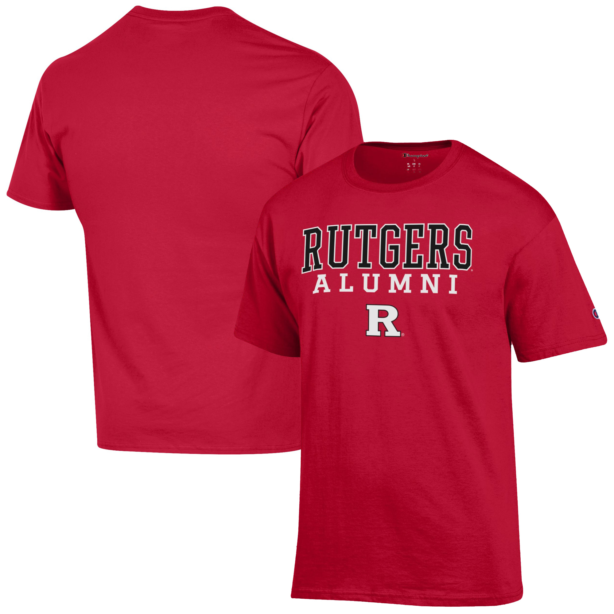Men's Champion Scarlet Rutgers Scarlet Knights Alumni Logo Stack T-Shirt