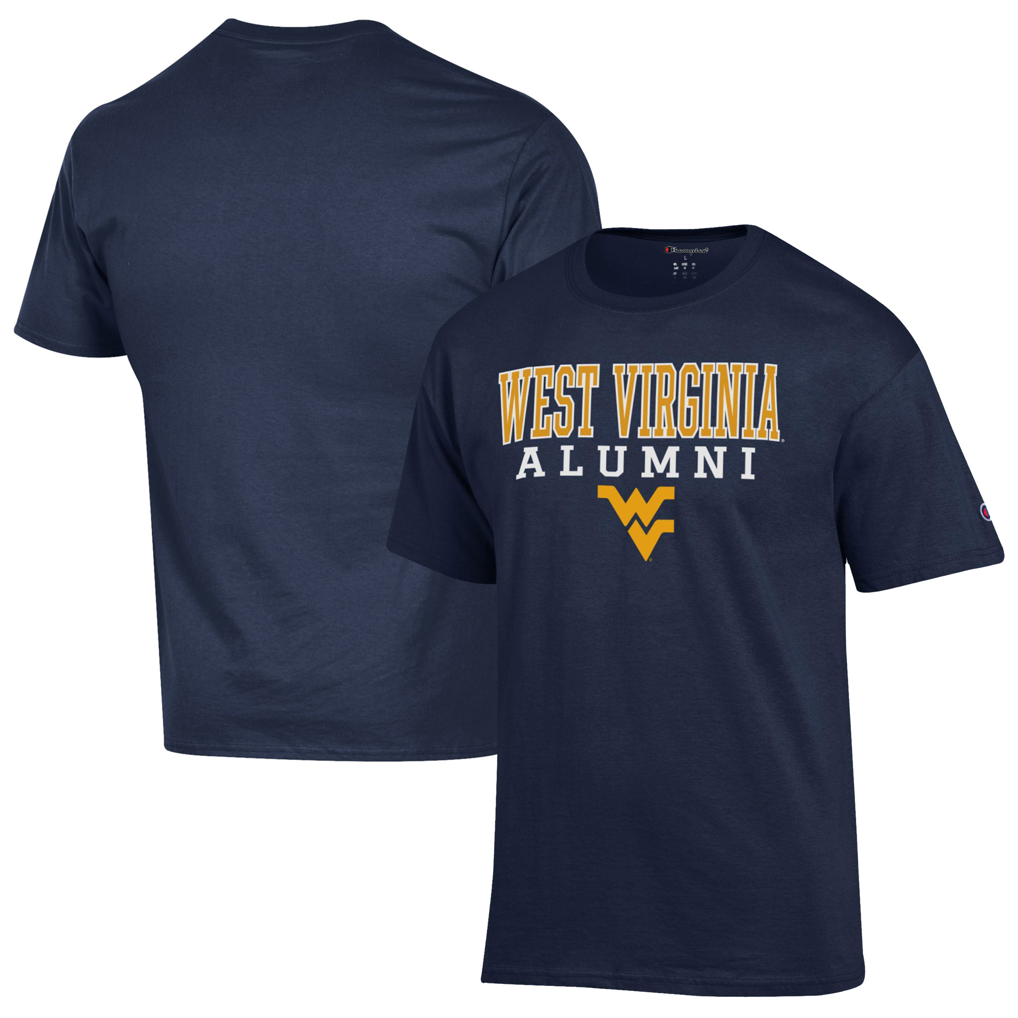 Men's Champion Navy West Virginia Mountaineers Alumni Logo Stack T-Shirt