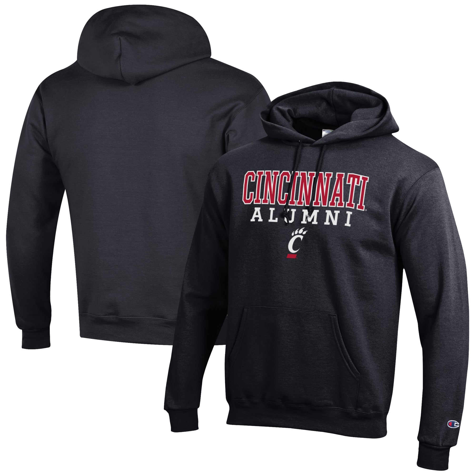 Men's Champion  Black Cincinnati Bearcats Alumni Logo Stack Pullover Hoodie