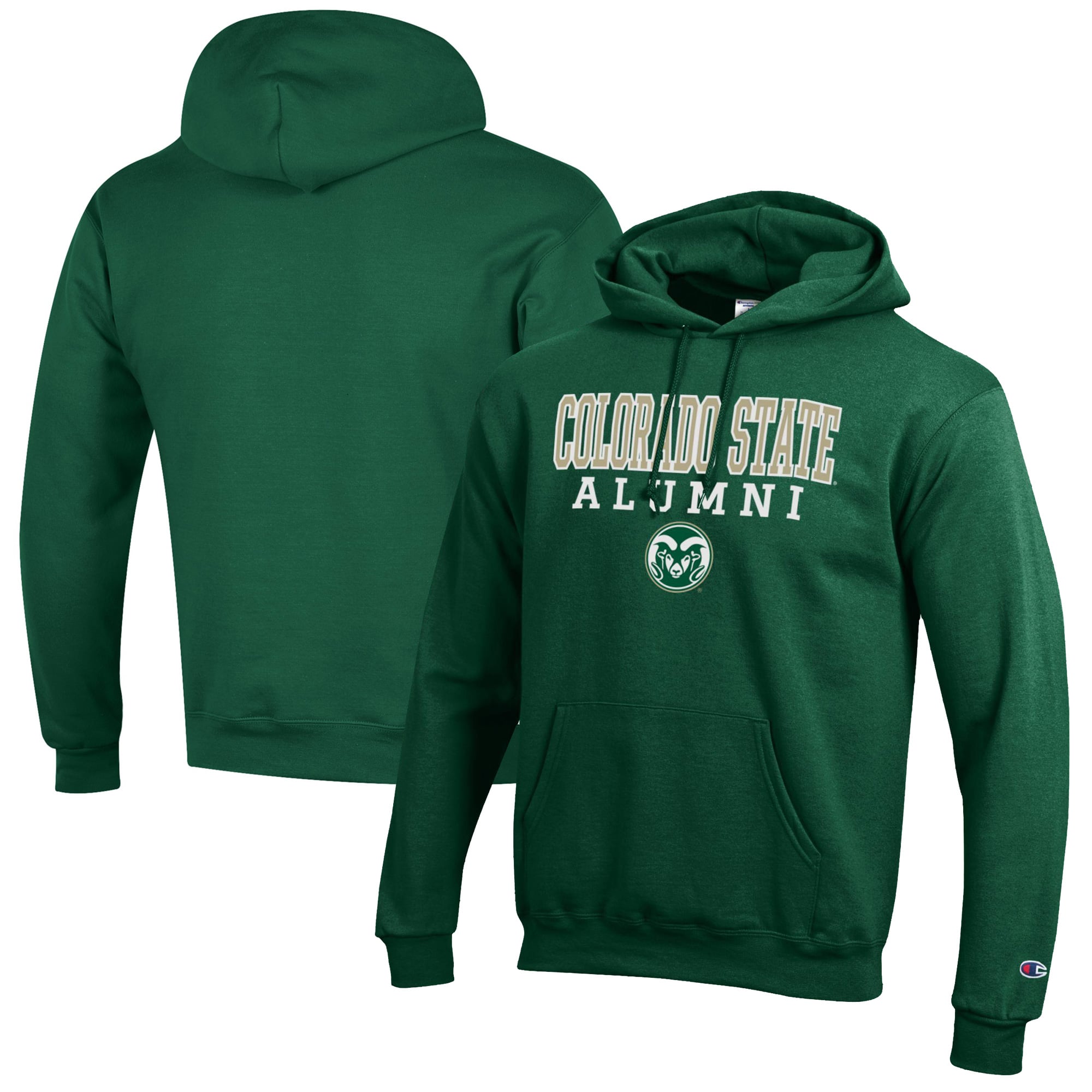 Men's Champion  Green Colorado State Rams Alumni Logo Stack Pullover Hoodie