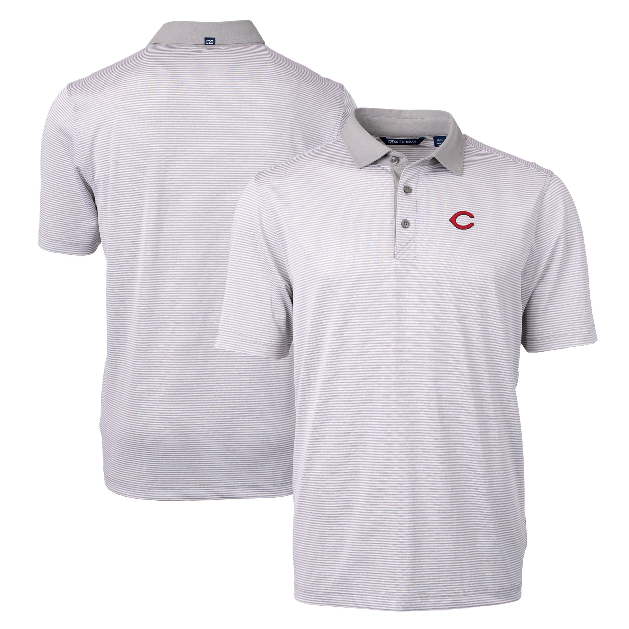 Men’s Cutter & Buck Gray/White Cincinnati Reds Virtue Eco Pique Micro Stripe Recycled Big & Tall Polo Men’s Cutter & Buck Gray/White Cincinnati Reds Virtue Eco Pique Micro Stripe Recycled Big & Tall Polo