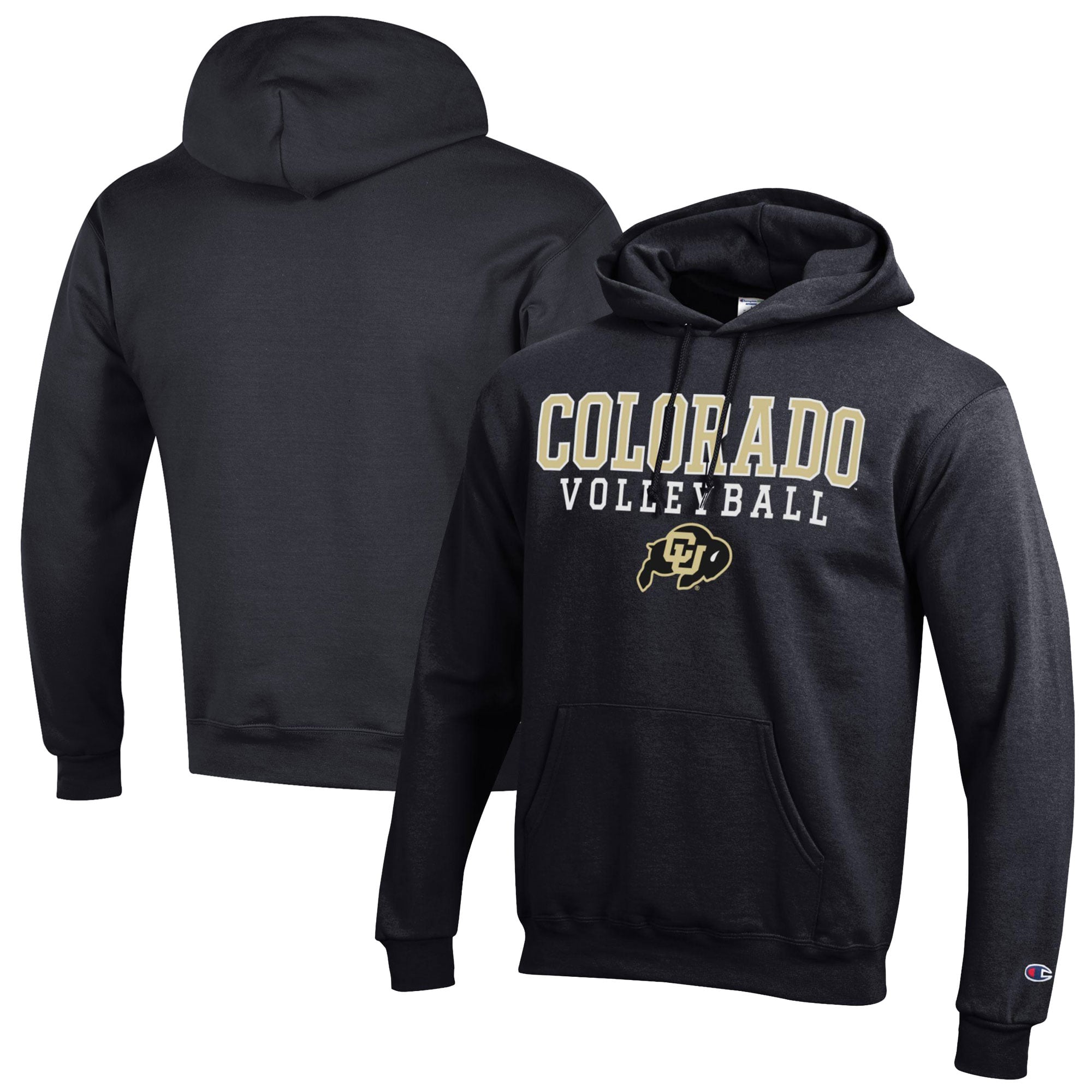Men's Champion Black Colorado Buffaloes Volleyball Stack Pullover Hoodie