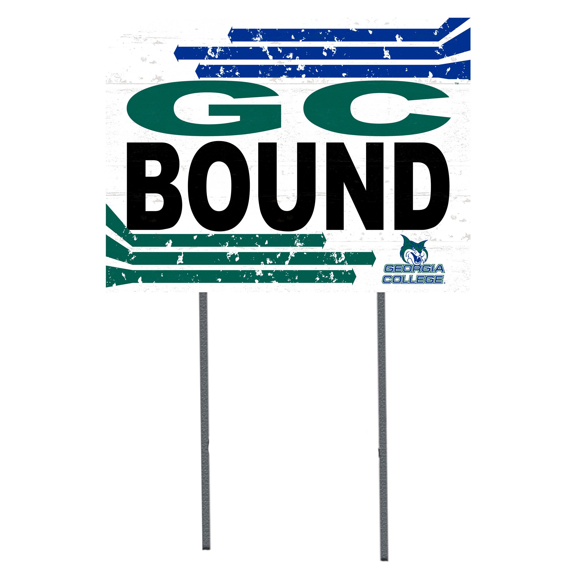 White Georgia College Bobcats 18" x 24" Bound Yard Sign