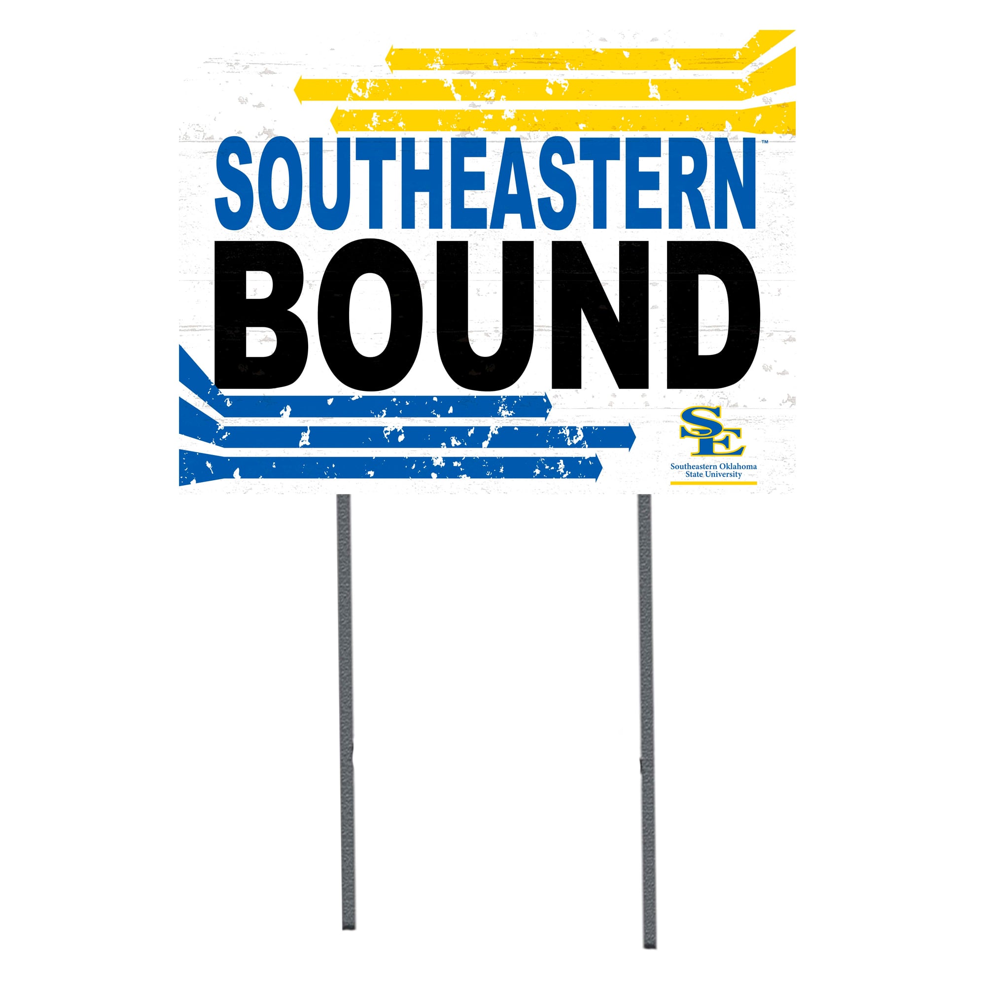 White Southeastern Oklahoma State Savage Storm 18" x 24" Bound Yard Sign