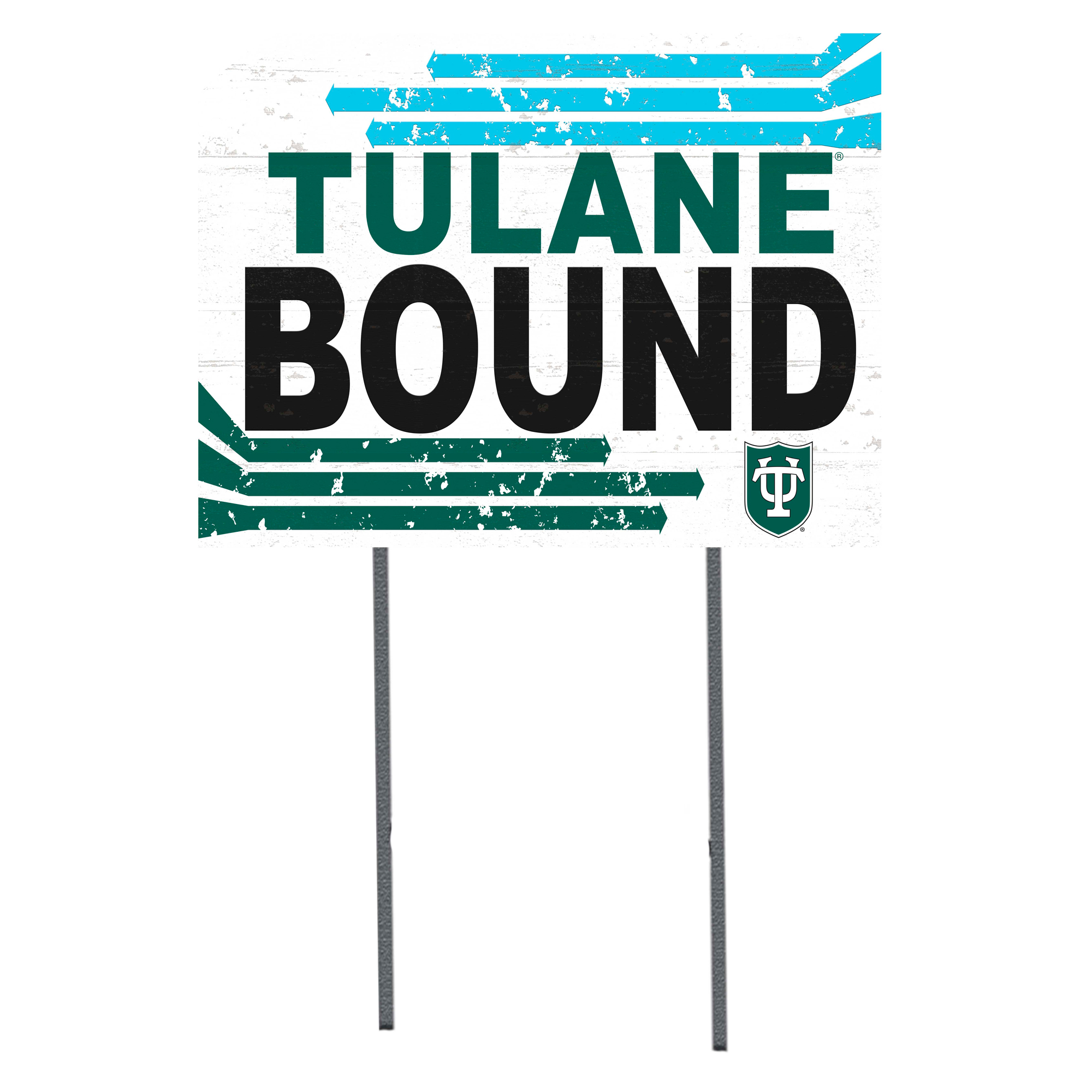 White Tulane Green Wave 18" x 24" Bound Yard Sign
