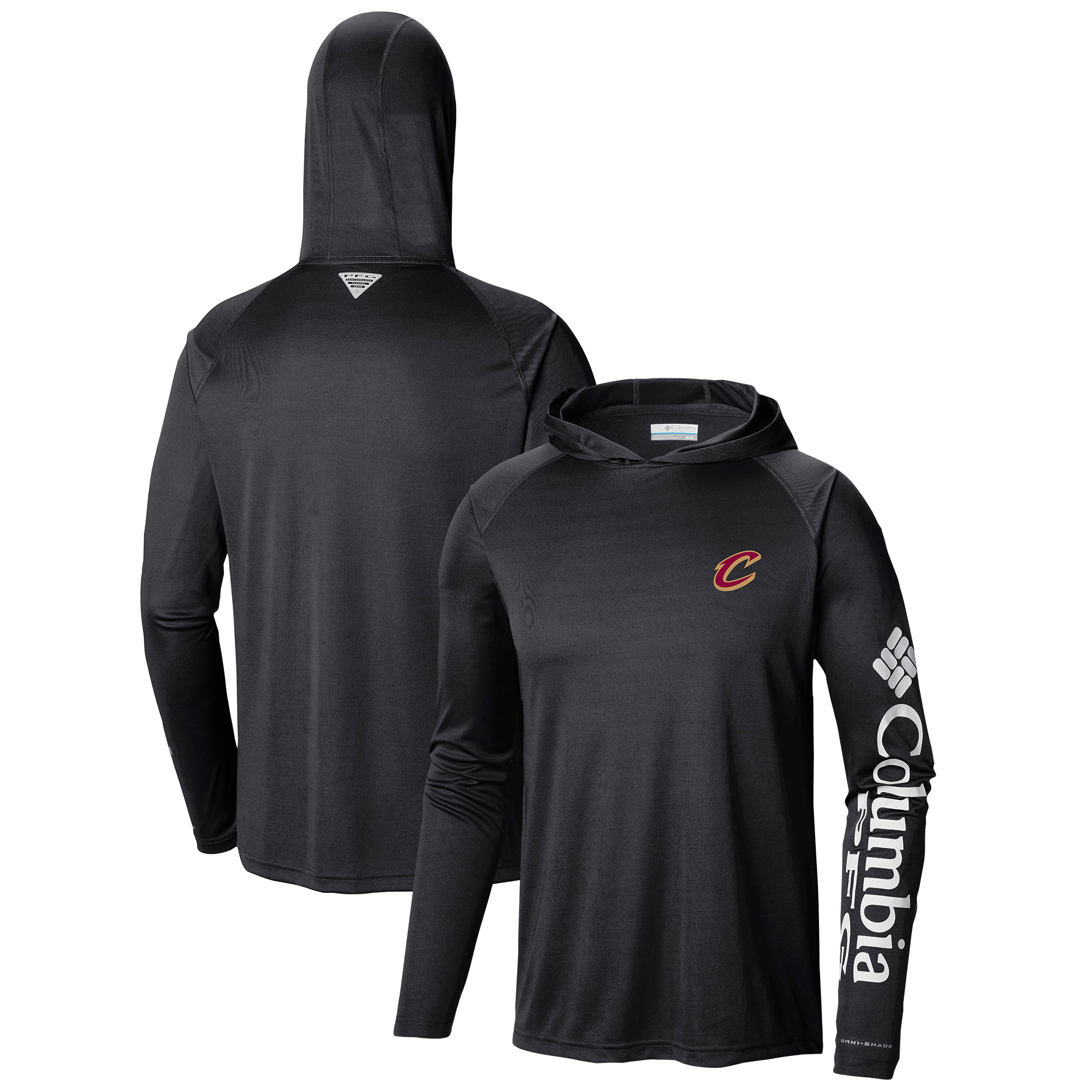 Men's Columbia Black Cleveland Cavaliers Terminal Tackle Long Sleeve Hoodie T-Shirt