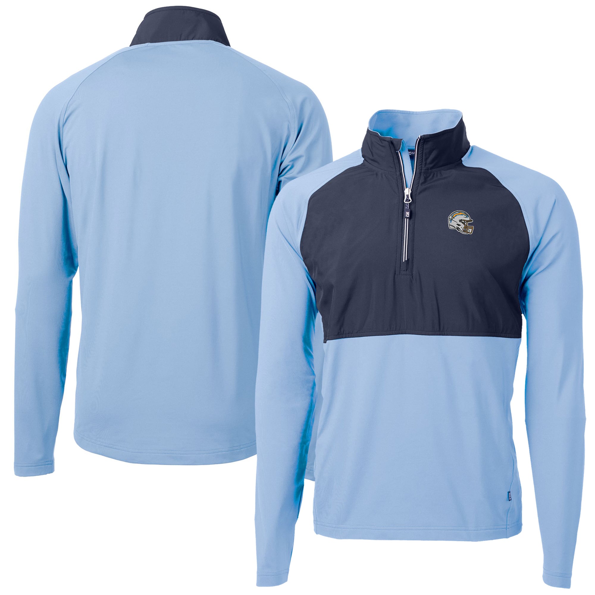 Men’s Cutter & Buck Purple Los Angeles Chargers Helmet Adapt Eco Knit Hybrid Recycled Quarter-Zip Pullover Top Men’s Cutter & Buck Purple Los Angeles Chargers Helmet Adapt Eco Knit Hybrid Recycled Quarter-Zip Pullover Top