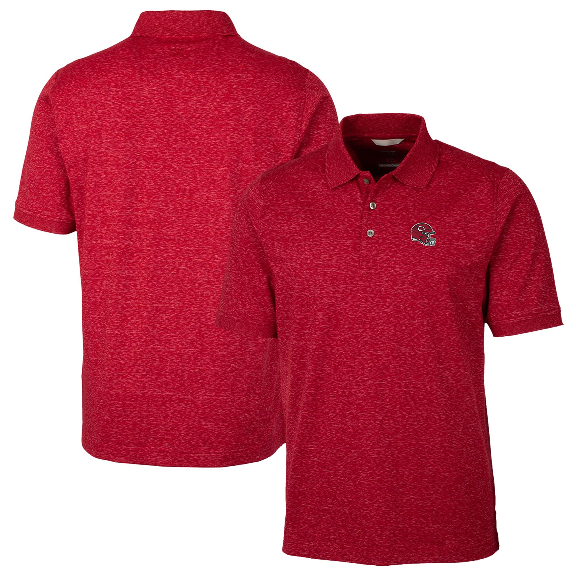 Men's Cutter & Buck Red Kansas City Chiefs Helmet Advantage Space Dye Tri-Blend Polo