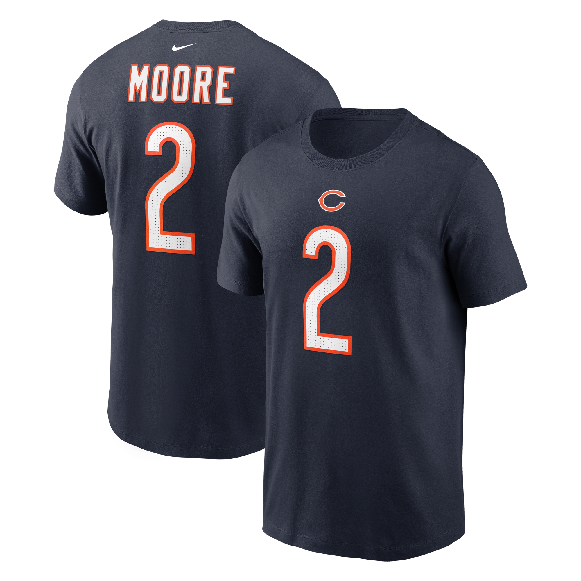 Men's Nike DJ Moore Navy Chicago Bears Player Name & Number T-Shirt