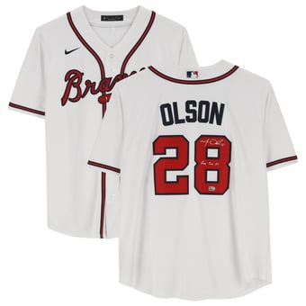 "Matt Olson Atlanta Braves Autographed White Nike Replica Jersey with ""For The A!"" Inscription"