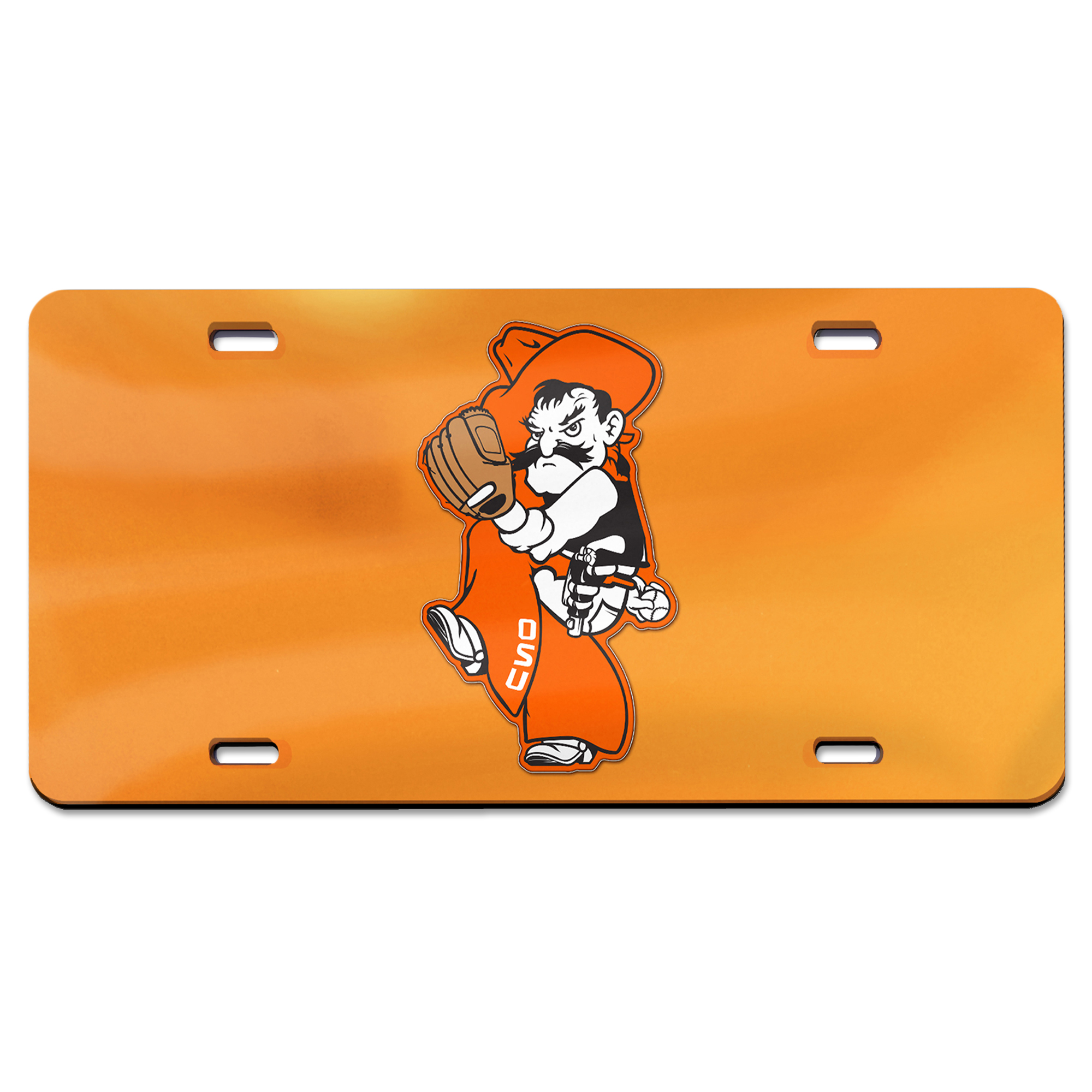 WinCraft Orange Oklahoma State Cowboys Baseball Pete Wind Up Laser Cut Acrylic License Plate