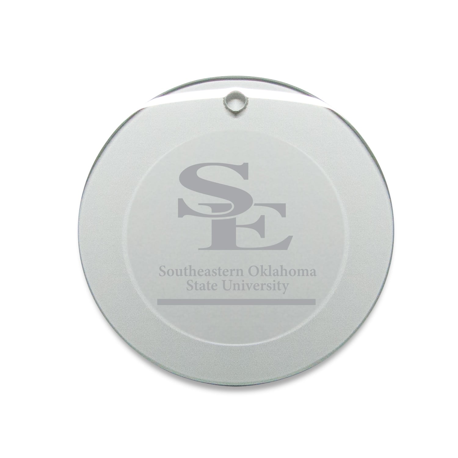 Southeastern Oklahoma State Savage Storm 3'' Glass Round Ornament