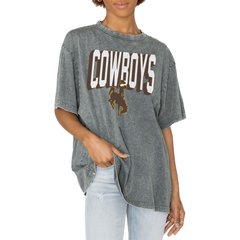Women's Gameday Couture Gray Wyoming Cowboys Solid Defense Oversized T-Shirt
