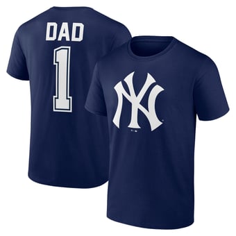 Men's Fanatics Navy New York Yankees #1 Dad Name & Number T-Shirt