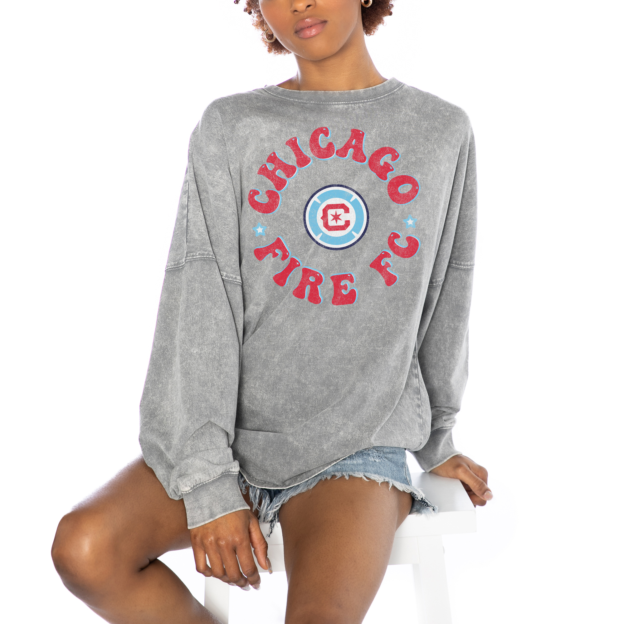 Women's Gameday Couture Gray Chicago Fire Faded Design Pullover Sweatshirt