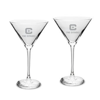 Citadel Bulldogs Two-Piece Traditional 10oz. Martini Glass Set