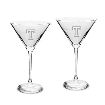 Temple Owls Two-Piece Traditional 10oz. Martini Glass Set