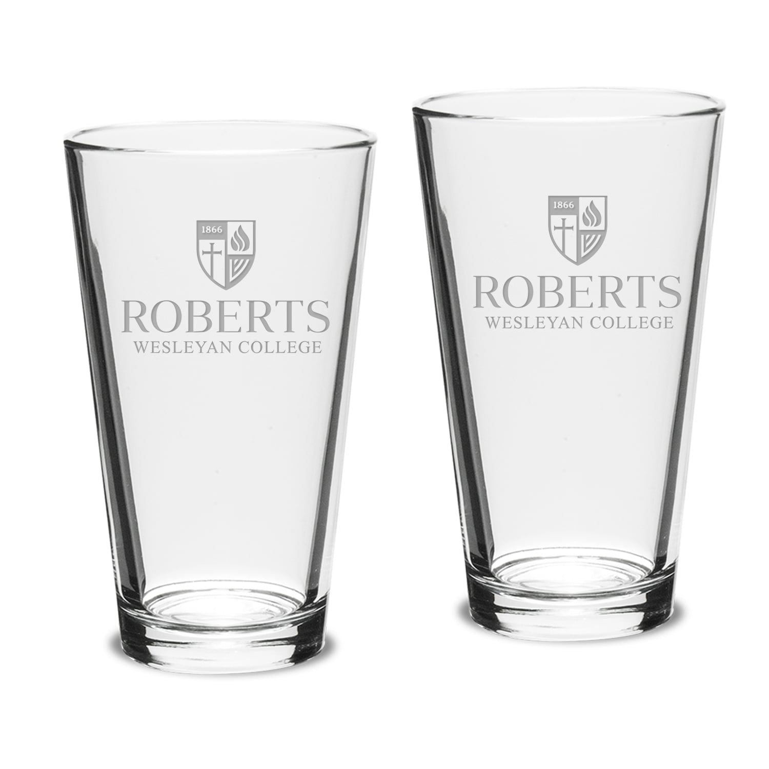 Roberts Wesleyan Redhawks 16oz. Two-Piece Classic Pub Glass Set