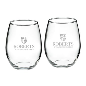 Roberts Wesleyan Redhawks 21oz. Two-Piece Stemless Wine Glass Set