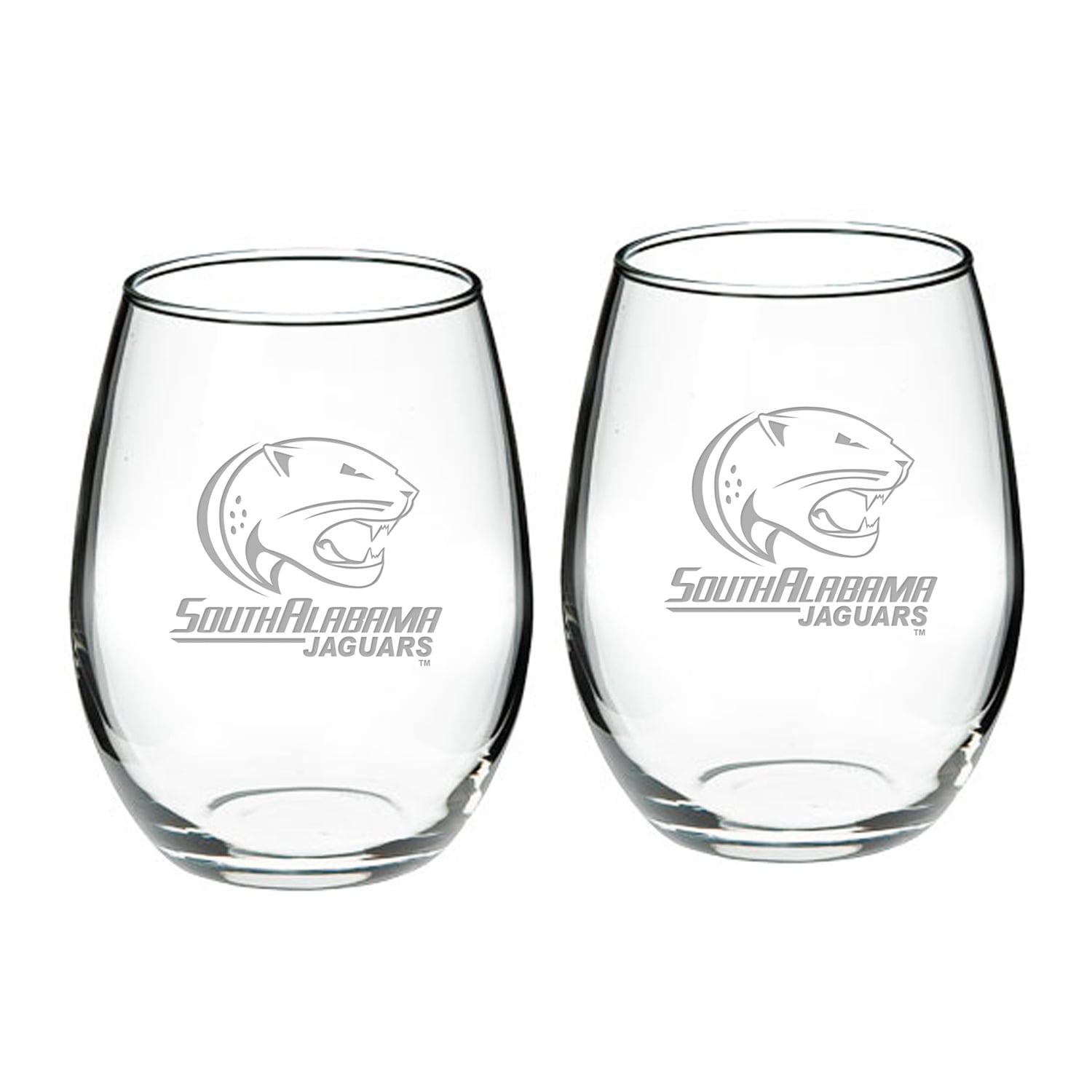 South Alabama Jaguars 21oz. Two-Piece Stemless Wine Glass Set