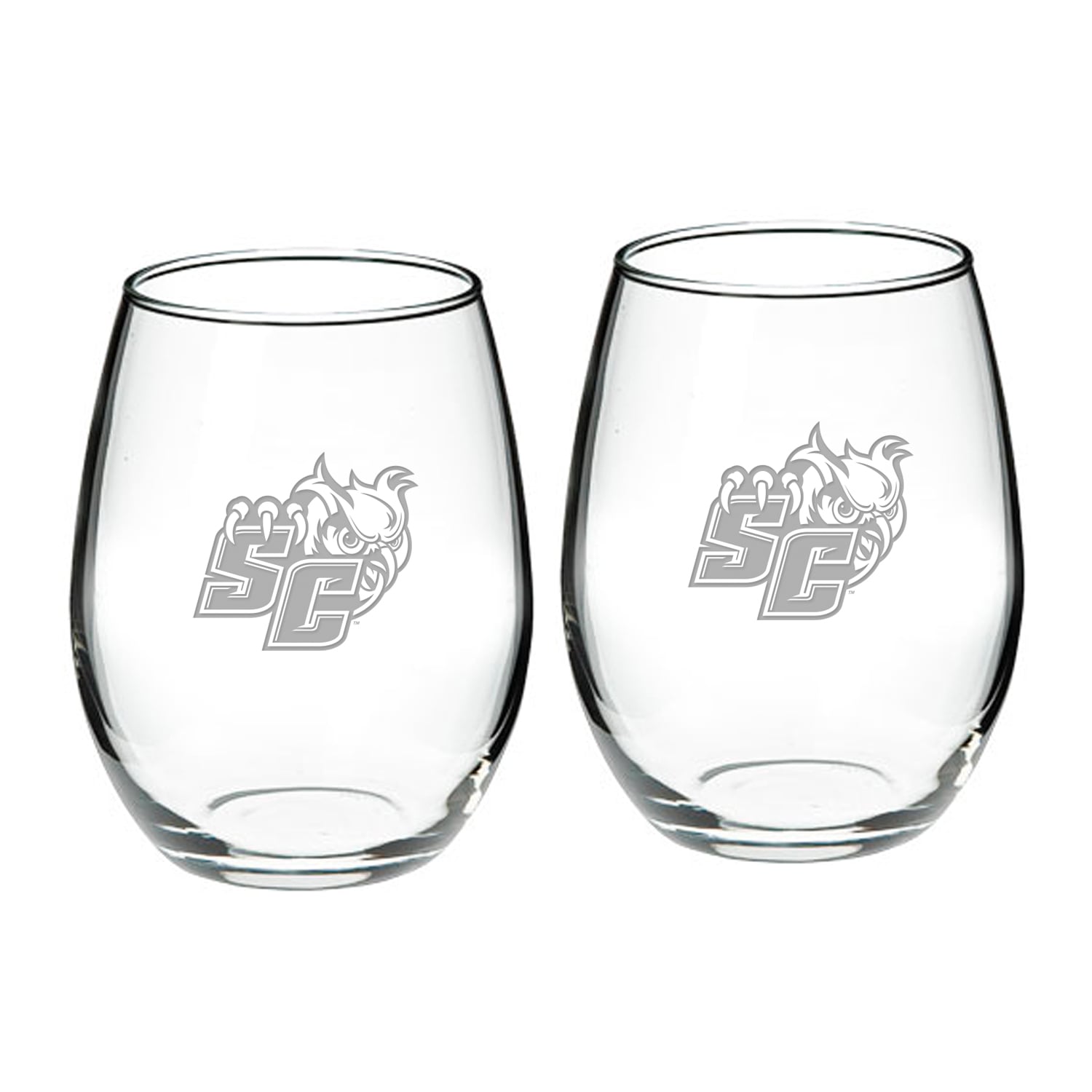 Southern Connecticut State Owls 21oz. Two-Piece Stemless Wine Glass Set