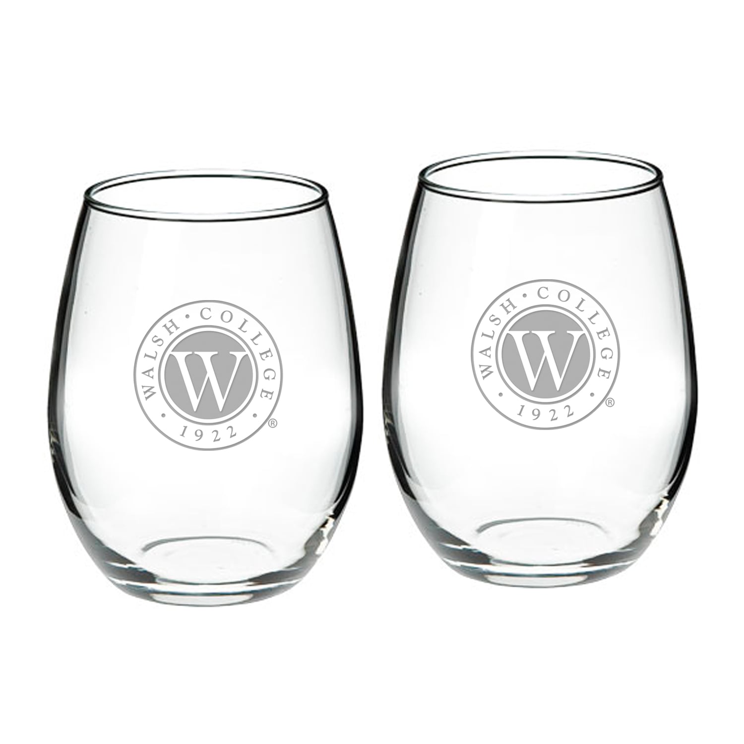 Walsh College 21oz. Two-Piece Stemless Wine Glass Set