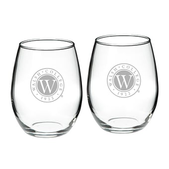 Walsh College 21oz. Two-Piece Stemless Wine Glass Set