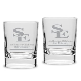 Southeastern Oklahoma State Savage Storm 11.75oz. Two-Piece Luigi Bormioli Square Double Old Fashion Glasses Set