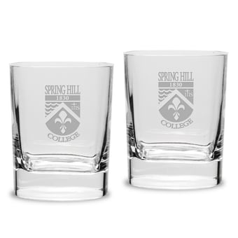 Spring Hill Badgers 11.75oz. Two-Piece Luigi Bormioli Square Double Old Fashion Glasses Set
