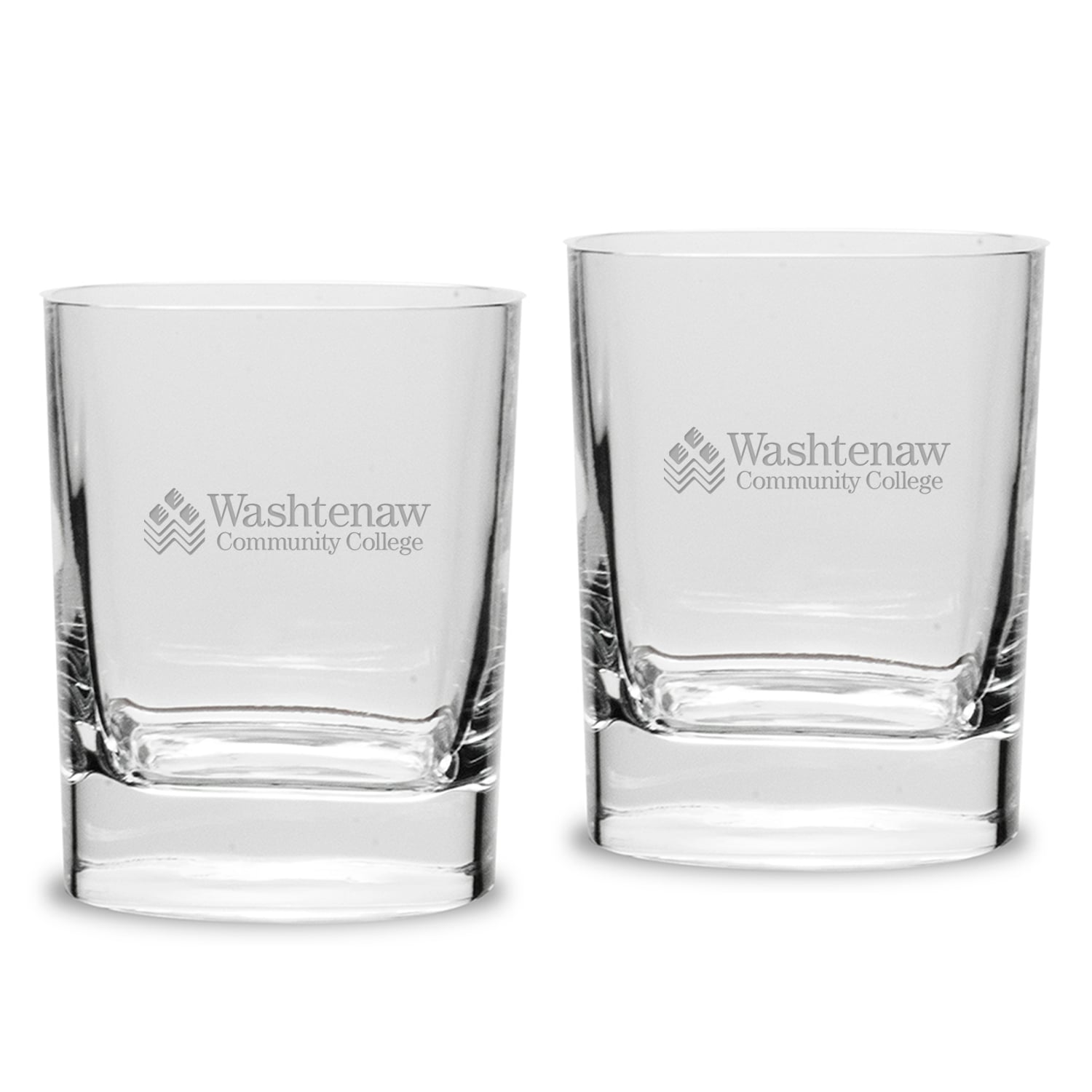 Washtenaw Community College 11.75oz. Two-Piece Luigi Bormioli Square Double Old Fashion Glasses Set