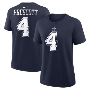 Women's Nike Dak Prescott Navy Dallas Cowboys Name & Number T-Shirt