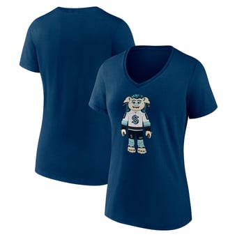 Women's Deep Sea Blue Seattle Kraken Mascot Buoy V-Neck T-Shirt