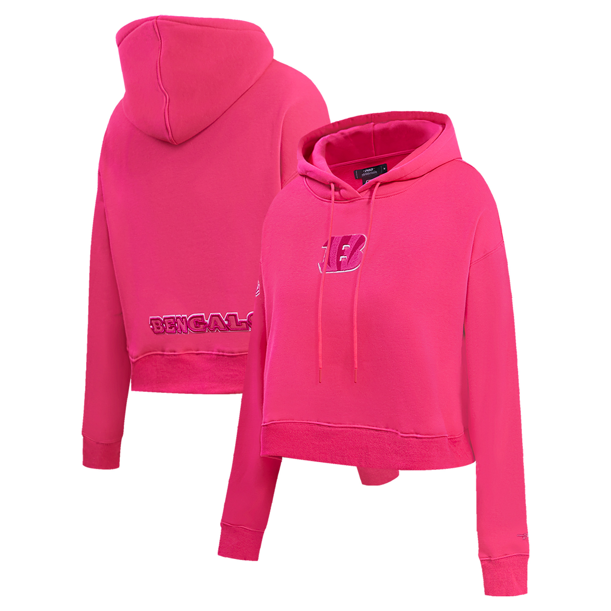 Women's Pro Standard Cincinnati Bengals Triple Pink Cropped Pullover Hoodie