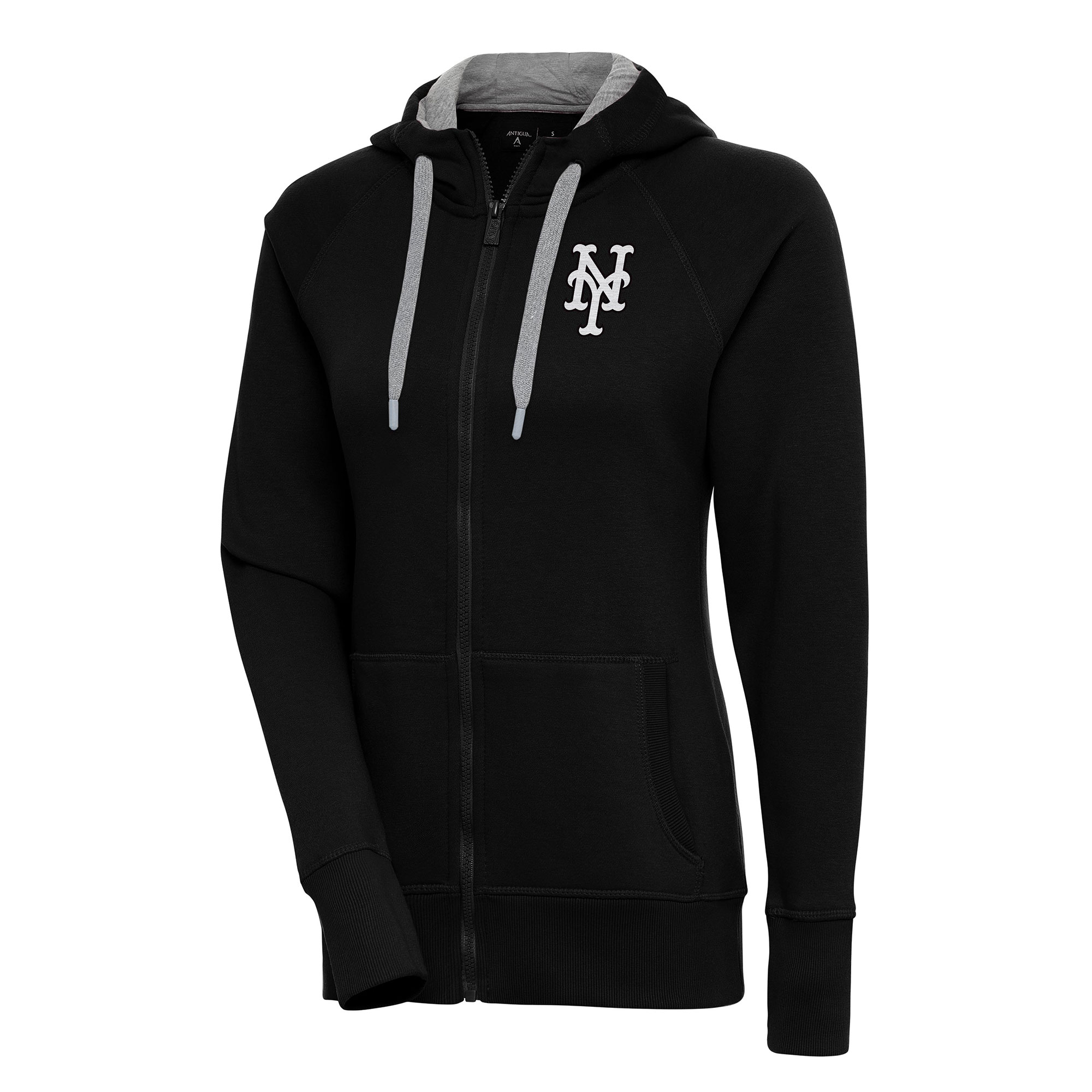 Women’s Antigua Black New York Mets Brushed Metallic Victory Full-Zip Hoodie Women’s Antigua Black New York Mets Brushed Metallic Victory Full-Zip Hoodie