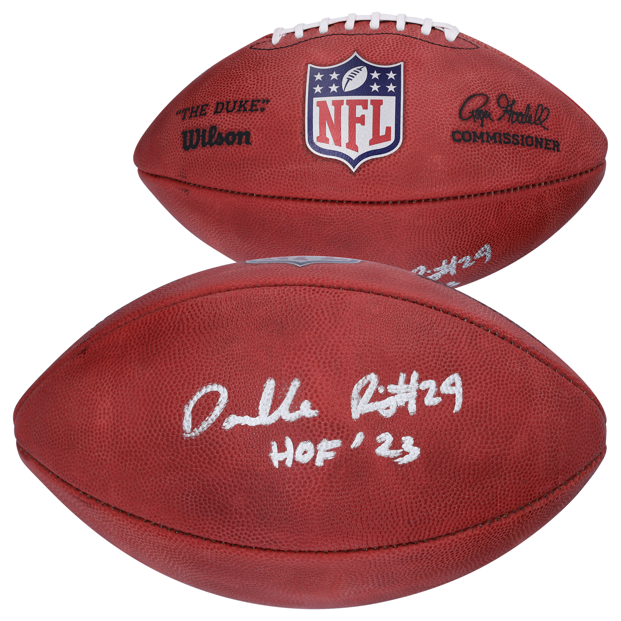 Darrelle Revis New York Jets Autographed Duke Full Color Football with "HOF 23" Inscription