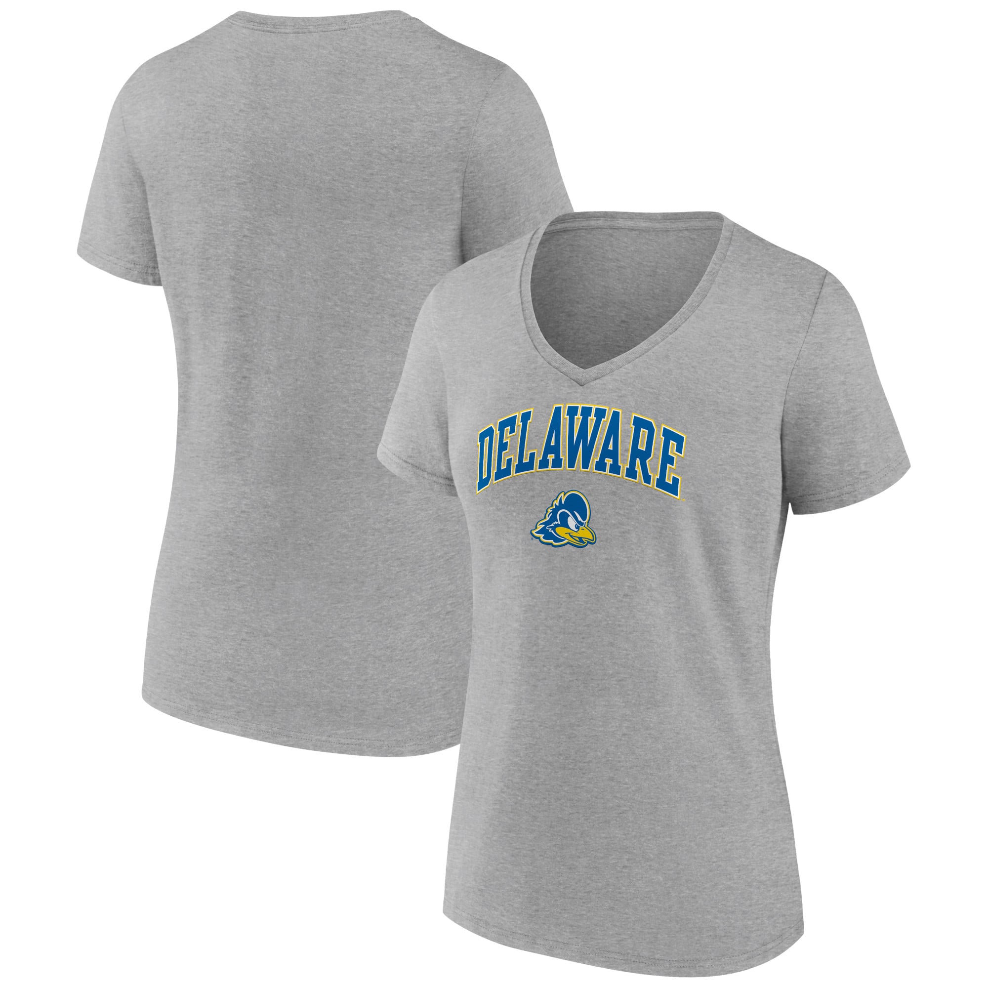 Women's Gray Delaware Fightin' Blue Hens Campus V-Neck T-Shirt