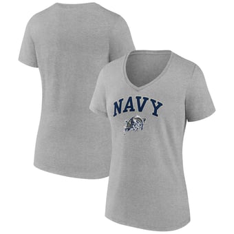 Women's Gray Navy Midshipmen Campus V-Neck T-Shirt