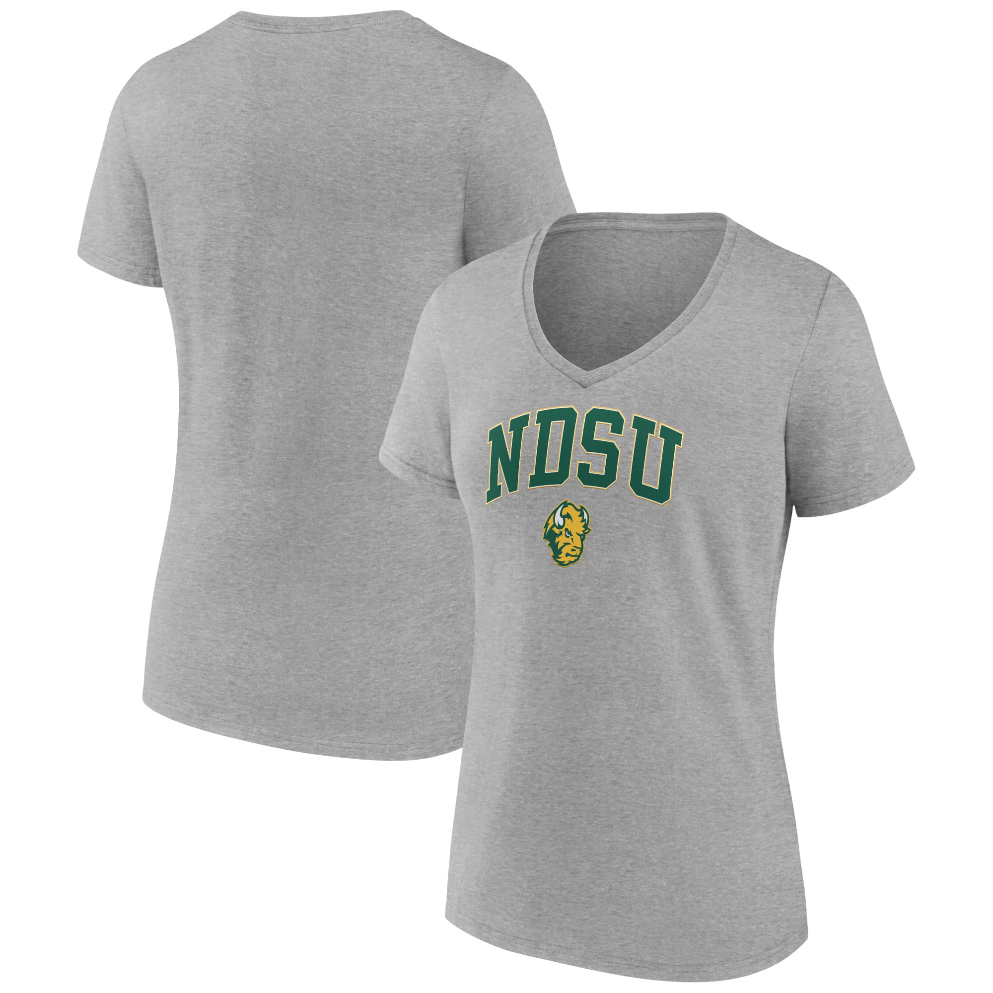 Women's Gray NDSU Bison Campus V-Neck T-Shirt