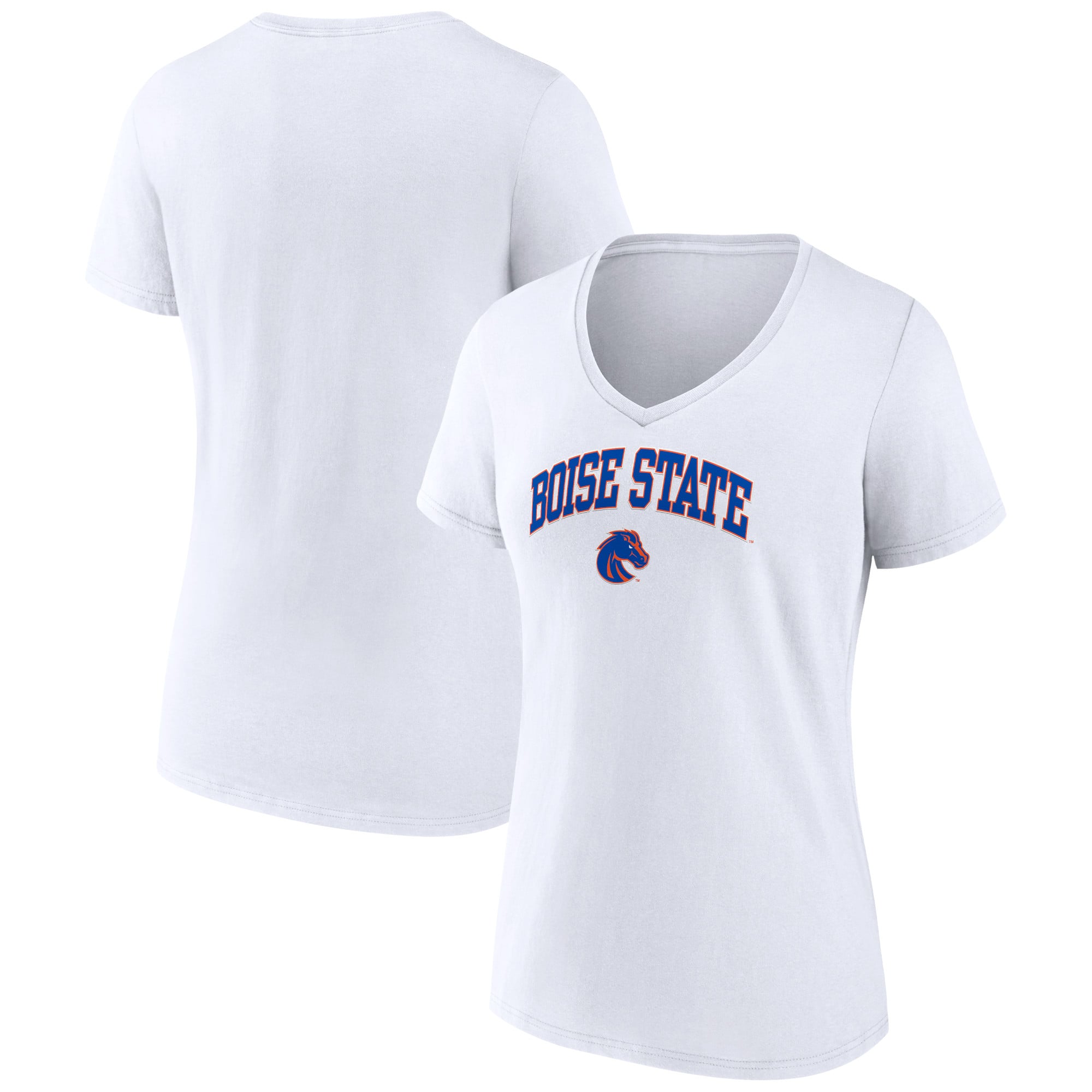 Women's White Boise State Broncos Campus V-Neck T-Shirt