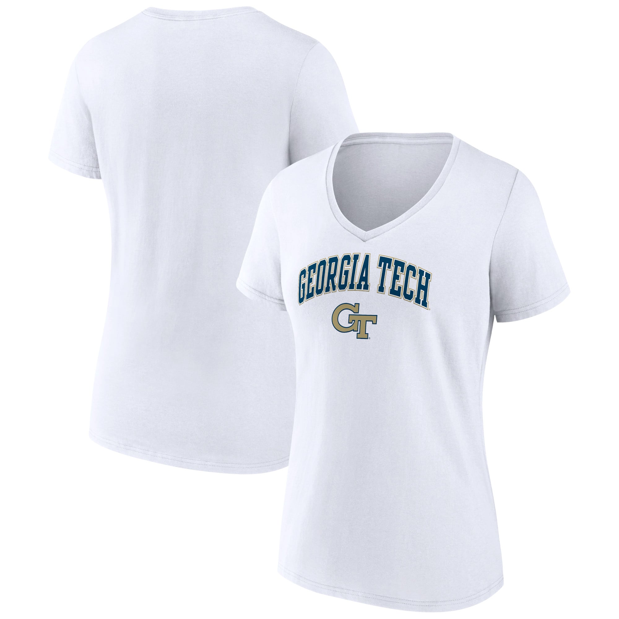 Women's White Georgia Tech Yellow Jackets Campus V-Neck T-Shirt