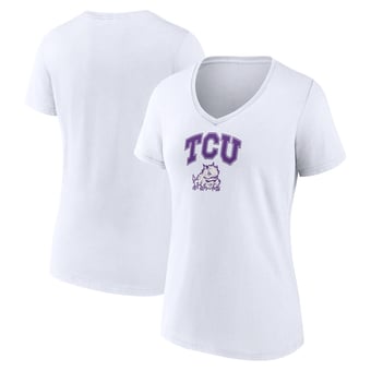 Women's White TCU Horned Frogs Campus V-Neck T-Shirt