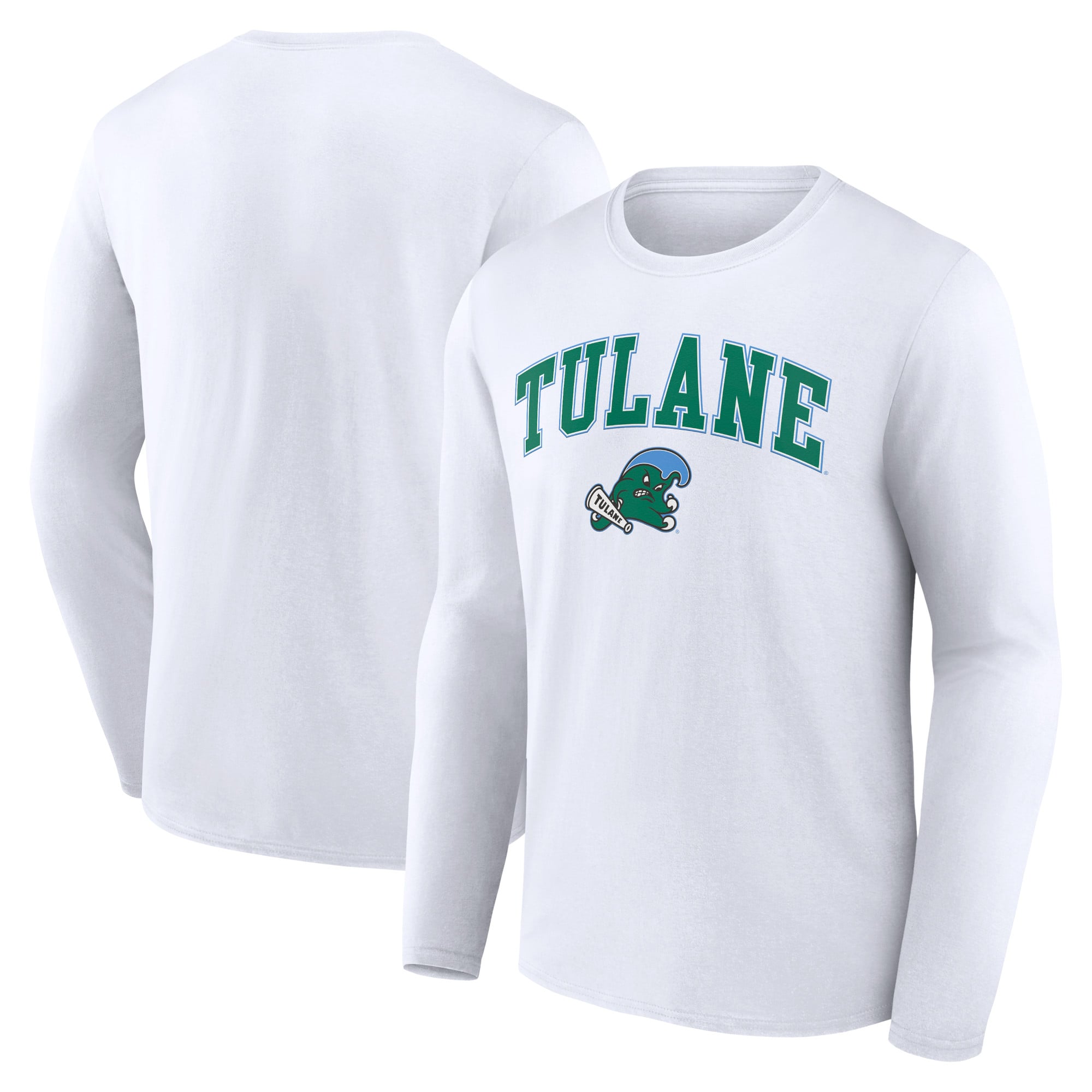 Men's White Tulane Green Wave Campus Long Sleeve T-Shirt