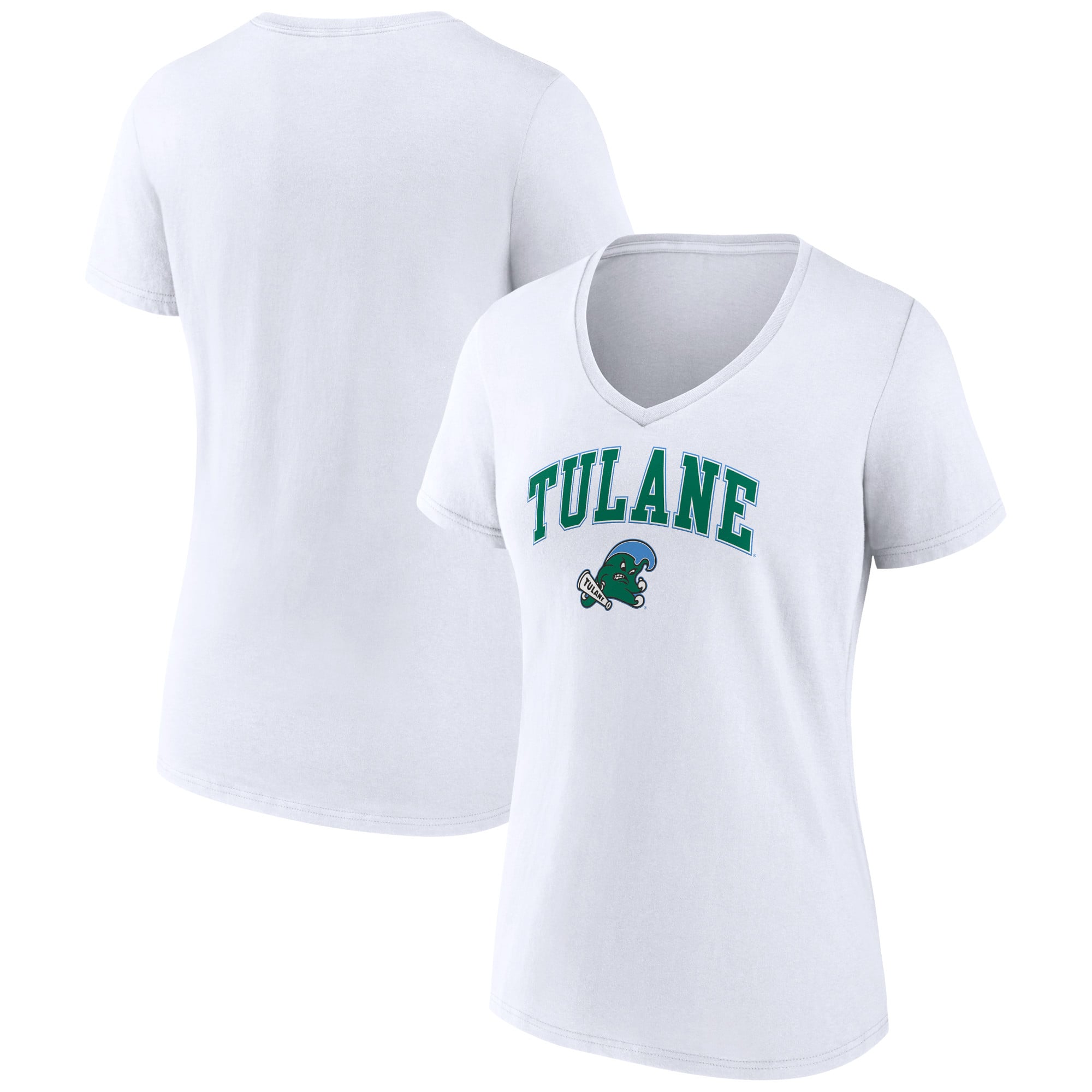 Women's White Tulane Green Wave Campus V-Neck T-Shirt