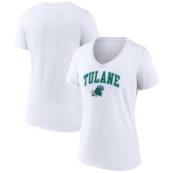 Women's White Tulane Green Wave Campus V-Neck T-Shirt