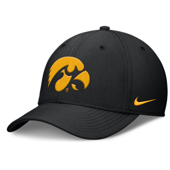 Men's Nike Black Iowa Hawkeyes Rise SwooshFlex Dri-FIT Hat