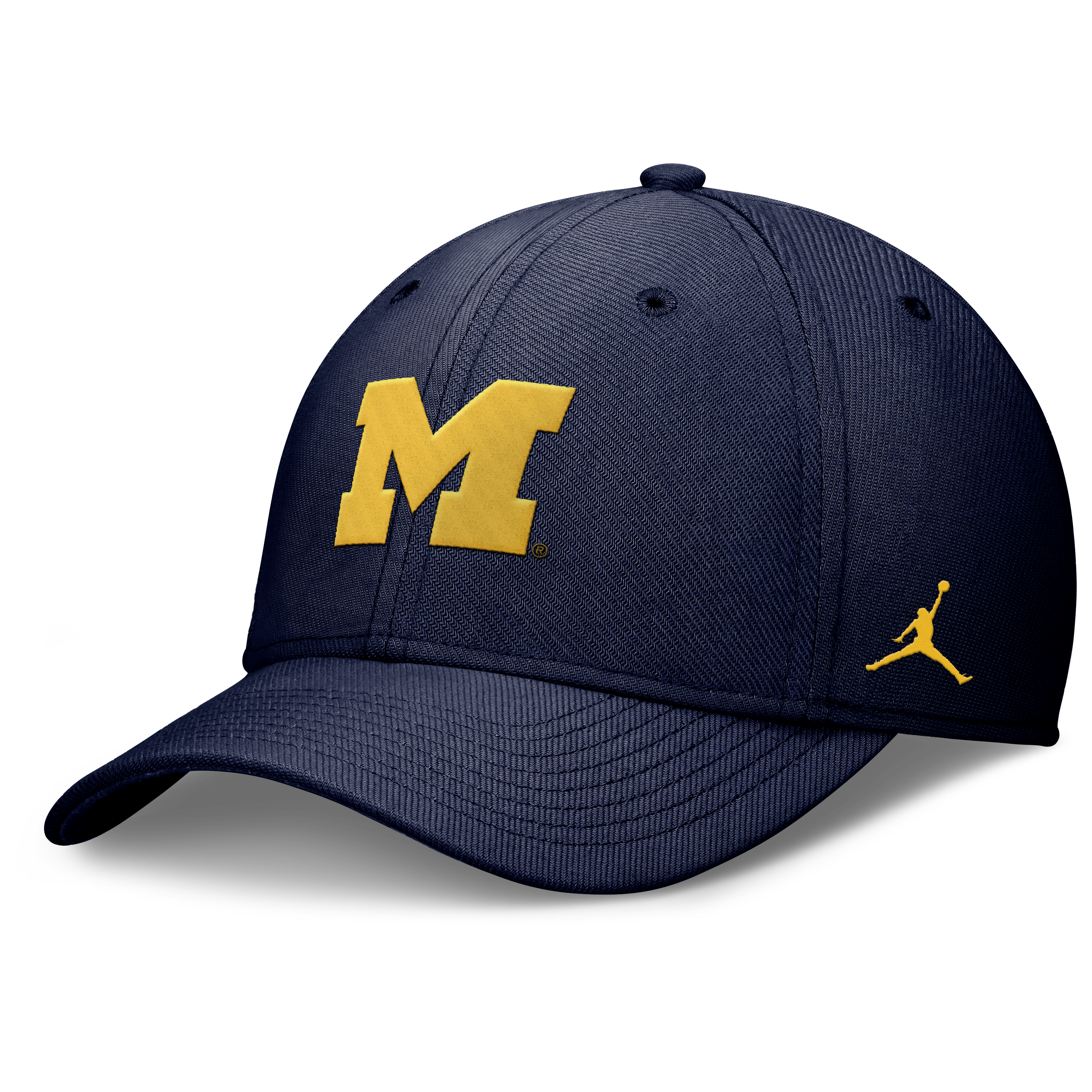 Men's Jordan Brand Navy Michigan Wolverines Rise SwooshFlex Dri-FIT Hat