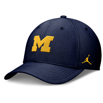 Men's Jordan Brand Navy Michigan Wolverines Rise SwooshFlex Dri-FIT Hat