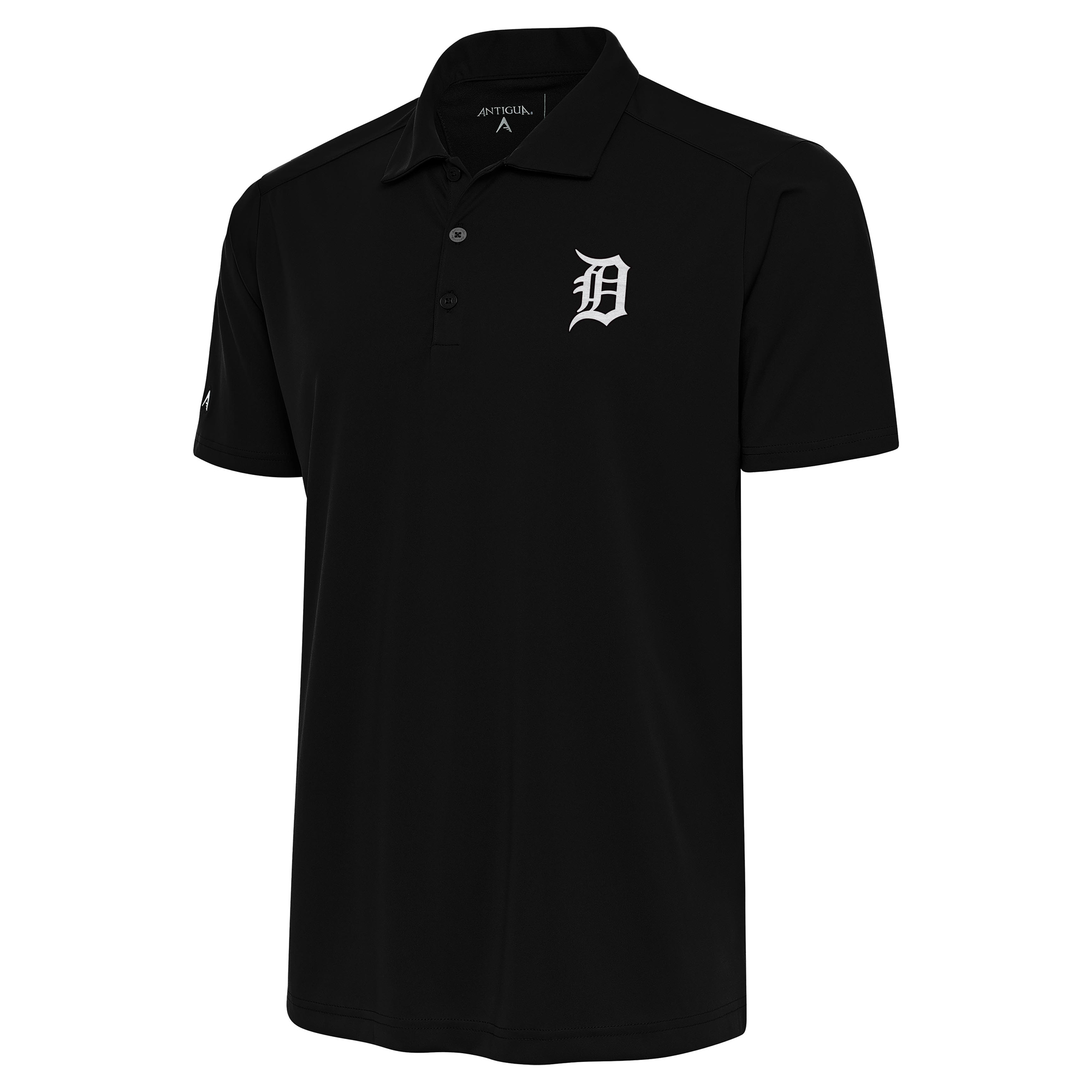Men’s Antigua Black Detroit Tigers Metallic Tribute Polo Men’s Antigua Black Detroit Tigers Metallic Tribute Polo